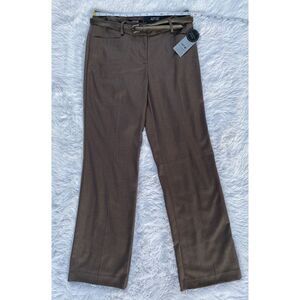 NWT APT. 9 SZ 2 Brown Mid Rise Curvy Relaxed Leg Slacks & Belt